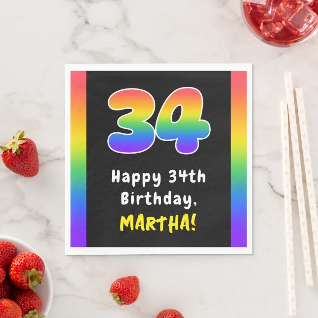 34. Geburtstag: Rainbow Spectrum # 34, Individuell Serviette (Beispiel)