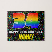 34. Geburtstag — Spaß, farbenfrohe Musiksymbole & 