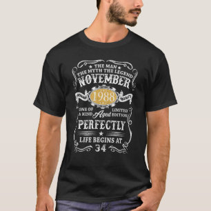 34. Geburtstag Vintag Man Myth Legend 19. November T-Shirt
