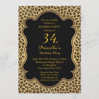 34., Geburtstags-Party 34., Cheetah, Schwarzes u. Einladung