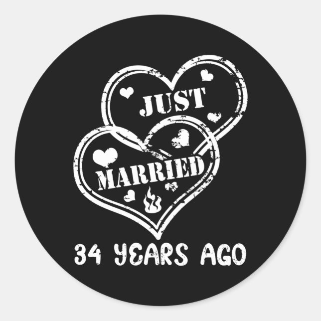 34. Hochzeitstag vor gerade 34 Jahren verheiratet Runder Aufkleber (Vorderseite)