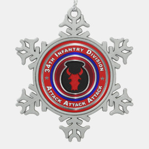 34. Infanterie-Division Andenken Schneeflocken Zinn-Ornament