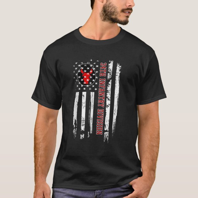 34. Infanterie Division Veteran USA Flag Veterans  T-Shirt (Vorderseite)