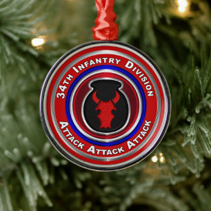 34. Infanterie-Division Weihnachten Ornament Aus Metall
