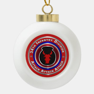 34. Infanterieabteilung Keepake Keramik Kugel-Ornament