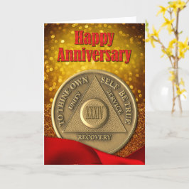 34 Jahre OM Coin Glitzer Happy Jubiläum Karte