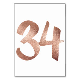 34 Tischnummern Weißes Metallisches Rosengold