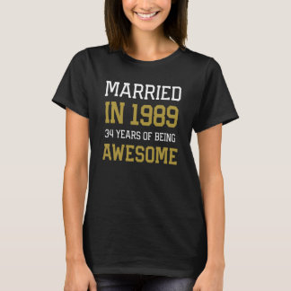 34th Anniversary for Men Married In 1989 Couples H T-Shirt