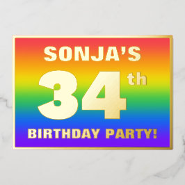 34th Birthday Party: Fun, Colorful Rainbow Pattern Folieneinladung