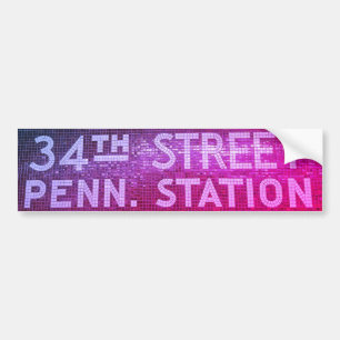 34th Street New York, New Tile Train Station Sign Autoaufkleber