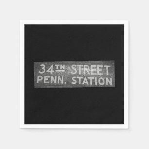 34th Street New York, New Tile Train Station Sign Serviette