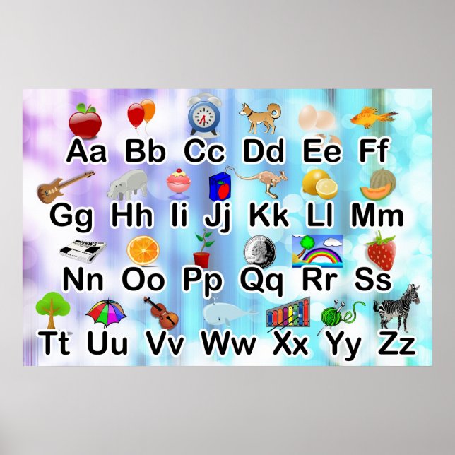 34x23 ABC Alphabet Poster mit elementarer Grafik (Vorne)