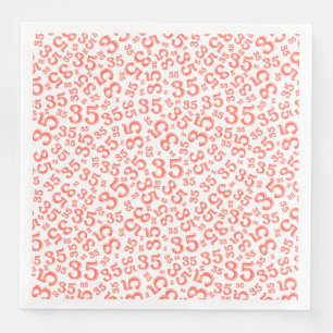 35. Age Random Number Pattern Coral/White Serviette
