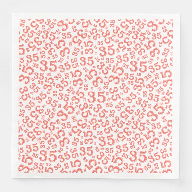 35. Age Random Number Pattern Coral/White Serviette (Vorderseite)