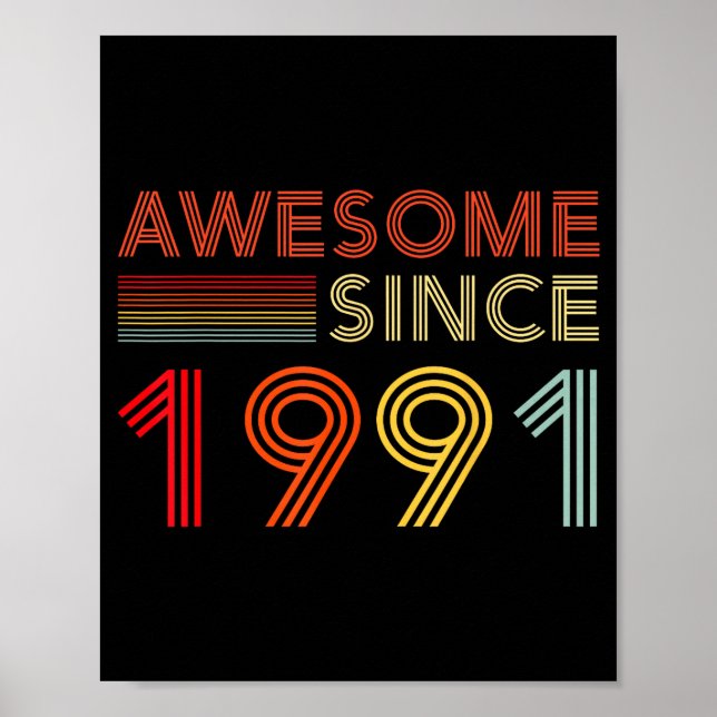 35 Birthday Decorations Men 35yr Awesome 1991 35th Poster (Vorne)