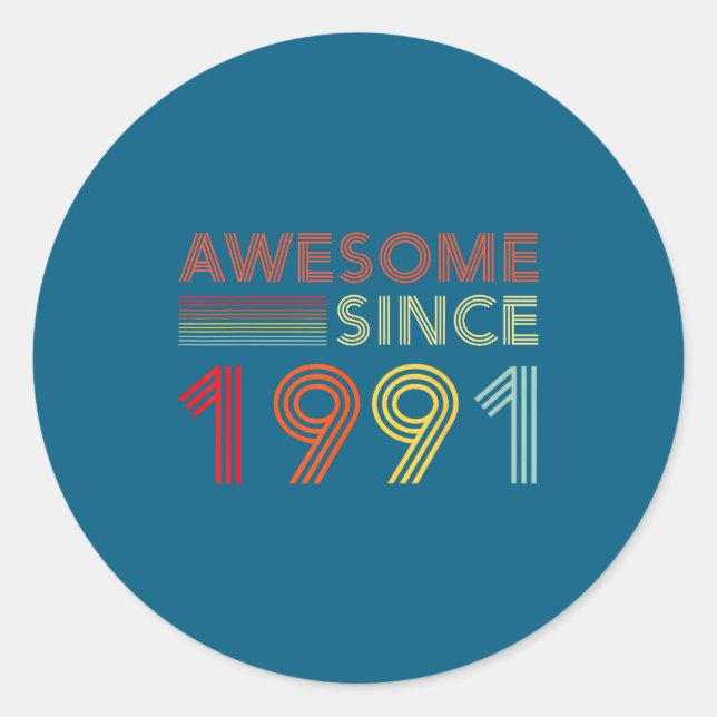 35 Birthday Decorations Men 35yr Awesome 1991 35th Runder Aufkleber (Vorderseite)