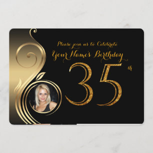 35.,Einladung zum Geburtstag,Nummer Glitzer Gold,F Einladung