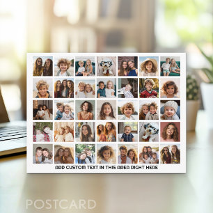 35-Foto-Collage-Raster - 1 Textfeld - schwarz weiß Postkarte