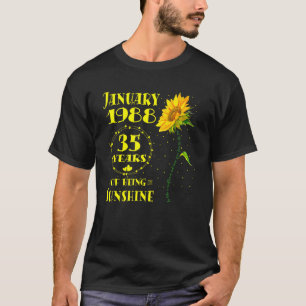 35. Geburtstag 35 Jahre Alte Sonnenblume Geboren J T-Shirt