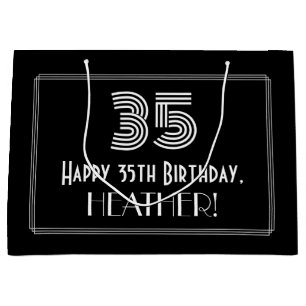35. Geburtstag — Art Deco Inspiriert Look "35" & N Große Geschenktüte