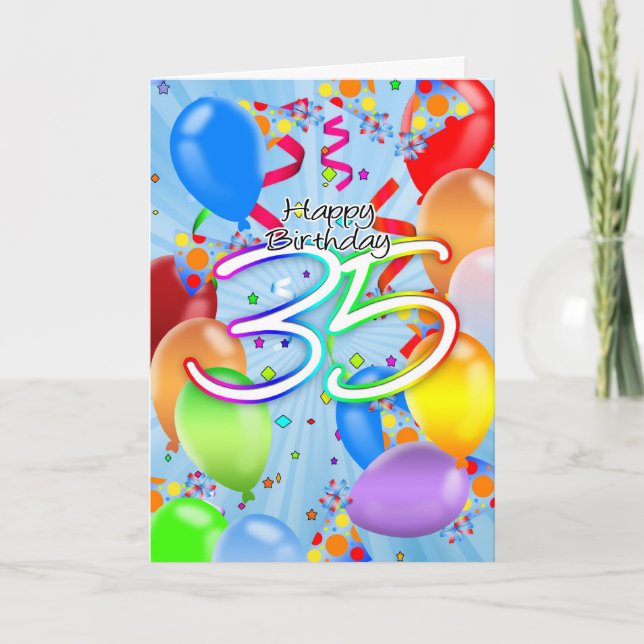 35. Geburtstag - Balloon Birthday Card - Happy Bir Karte (Vorderseite)