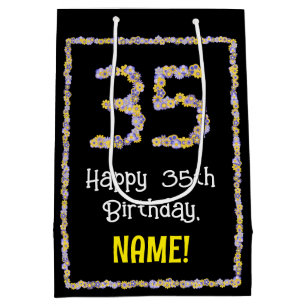 35. Geburtstag: Blumennummer, Individuelle Name, B Mittlere Geschenktüte