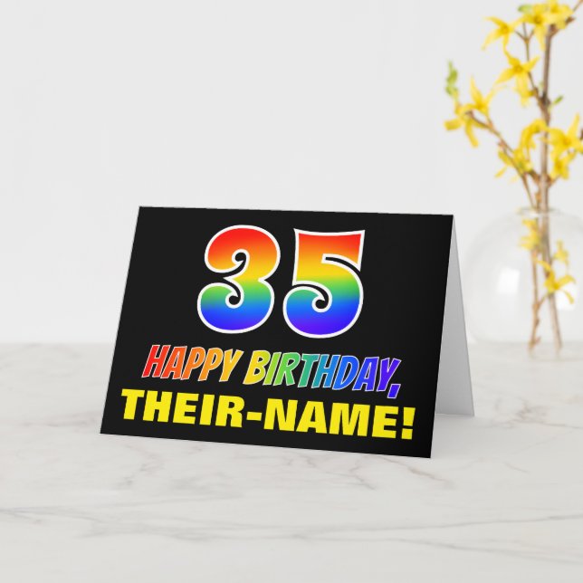 35. Geburtstag: Bold, Fun, Simple, Rainbow 35 Karte (Gelbe Blume)
