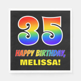 35. Geburtstag: Bold, Fun, Simple, Rainbow 35 Serviette