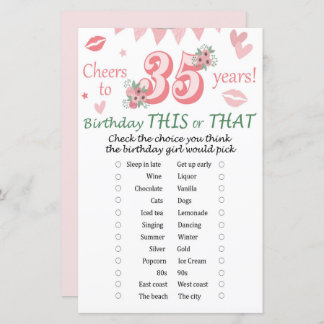 35. Geburtstag Dieses oder jenes Spiel