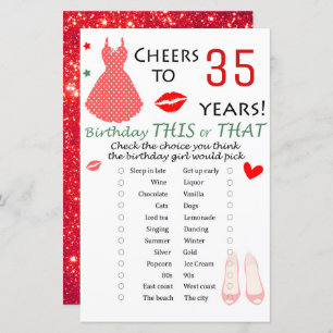 35. Geburtstag Dieses oder jenes Spiel