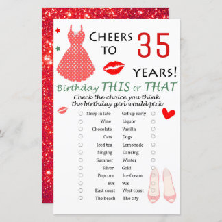 35. Geburtstag Dieses oder jenes Spiel