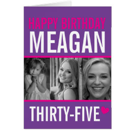 35. Geburtstag drei Fotos heiß rosa lila weiß