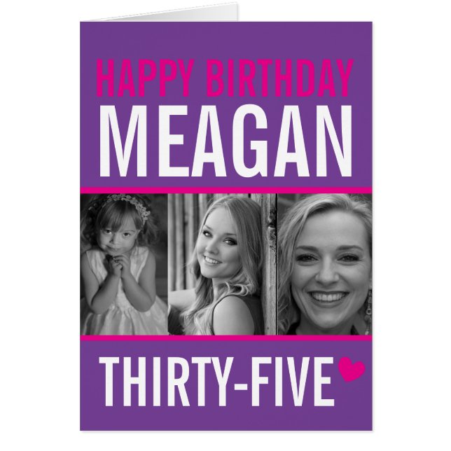35. Geburtstag drei Fotos heiß rosa lila weiß (Vorne)
