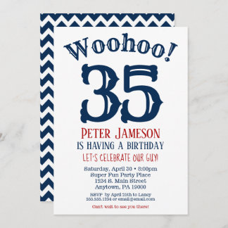 35. Geburtstag Einladung Mens Navy Blue
