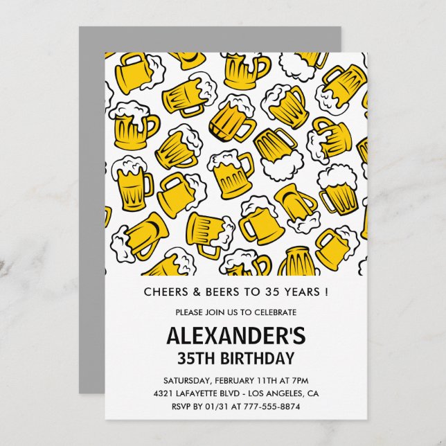 35. Geburtstag Einladungen Männer Cheers und Biere (Vorne/Hinten)