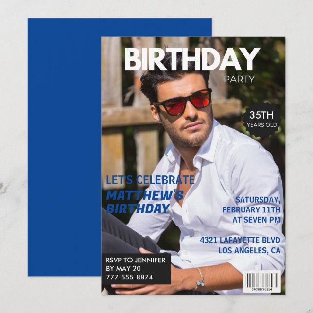 35. Geburtstag Einladungen Männer Him Magazine Cov (Vorne/Hinten)
