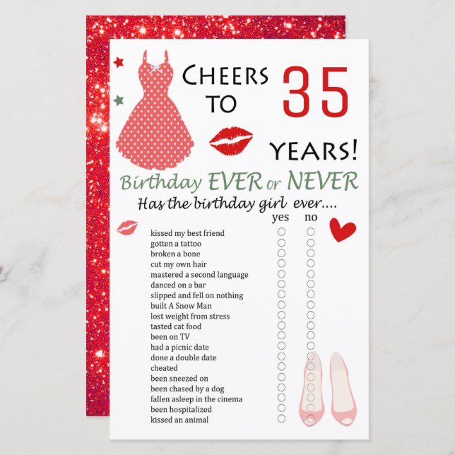 35. Geburtstag Ever oder Nie Game (Vorne/Hinten)