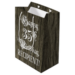 35. Geburtstag: Extravagant, Imitate Holzsehen + I Mittlere Geschenktüte