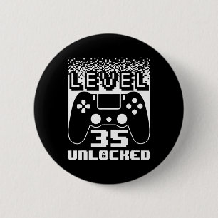 35. Geburtstag für Männer Level 35 Unlock Gamer 35 Button