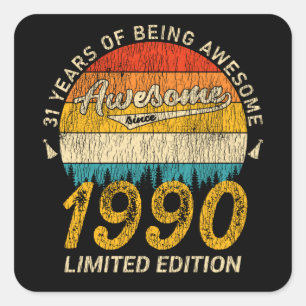 35. Geburtstag Geschenk 1990 Legende 35. Geburtsta Quadratischer Aufkleber