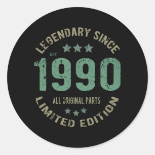 35. Geburtstag Geschenk 1990 Legende 35. Geburtsta Runder Aufkleber