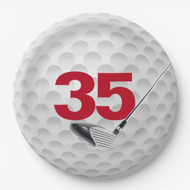 35. Geburtstag Golf Ball Design Paper Plate Pappteller (Vorderseite)