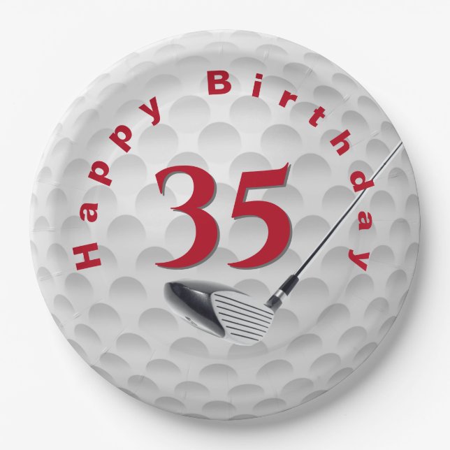 35. Geburtstag Golf Ball Design Paper Plate Pappteller (Vorderseite)