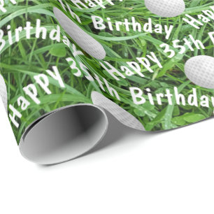 35. Geburtstag Golf Balls auf Grass Wrapping Paper Geschenkpapier