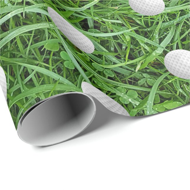 35. Geburtstag Golf Balls auf Grass Wrapping Paper Geschenkpapier (Rolleneckpunkt)