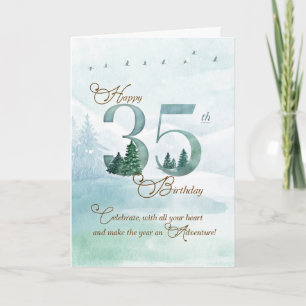 35. Geburtstag Immergrüne Kiefern und Hirsche Natu Karte