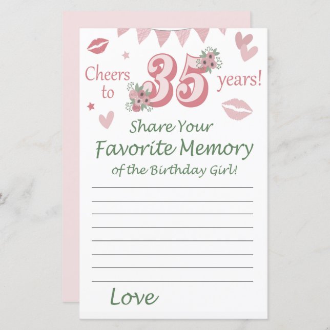 35. Geburtstag Lieblingsgedächtnis des Geburtstags (Vorne/Hinten)