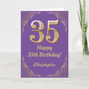 35. Geburtstag Lila und Gold Glitzer Frame Karte