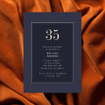 35. Geburtstag Minimal Eleganter dunkler Goldrahme Folieneinladung<br><div class="desc">35. Geburtstag Minimal Elegant Lila Gray Gold Rahmen Foil Geburtstagsparty Einladung</div>