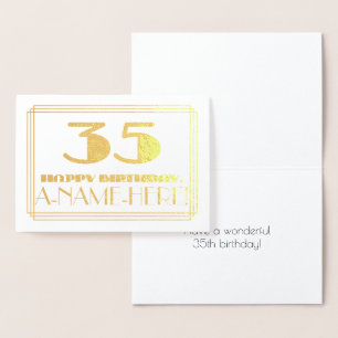 35. Geburtstag; Name + Art Deco inspirierter Look  Folienkarte